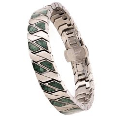 ****COI Titanium Black/Silver Koa Wood Bracelet With Steel Clasp(Length: 8.50 inches)-02113A