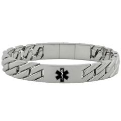 ****COI Titanium Black/Gold Tone/Silver Medical Alert Bracelet With Steel Clasp(Length: 8.27 inches)-02119A