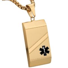 ****COI Titanium Black/Gold Tone/Silver Medical Alert Pendant-02124AA