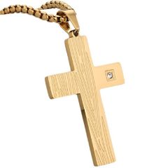 ****COI Titanium Black/Gold Tone/Silver Cross Pendant With Cubic Zirconia-02130A
