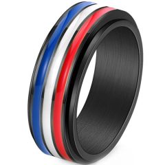 ****COI Black Titanium Bleu White Red Resin Ring-02145A
