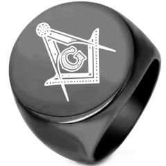 ****COI Titanium Black/Gold Tone/Silver Masonic Freemason Ring-02147A