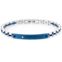 ****COI Titanium Black/Gold Tone/Blue Silver Cubic Zirconia Bracelet With Steel Clasp(Length: 7.87 inches)-02150A