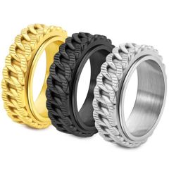 ****COI Titanium Black/Gold Tone/Silver Keychain Ring-02164A