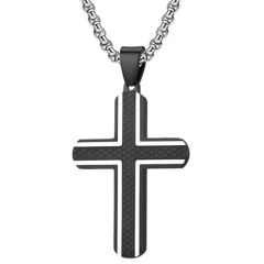 ****COI Titanium Black/Gold Tone/Silver Silver Cross Pendant-02171A
