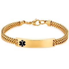 ****COI Titanium Black/Gold Tone/Silver Medical Alert Bracelet With Steel Clasp(Length: 8.66 inches)-02179A