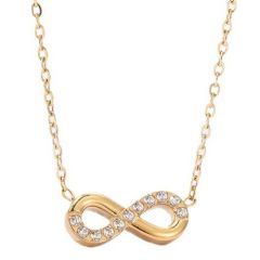 ****COI Titanium Gold Tone/Silver Infinity Cubic Zirconia Necklace(Length: 19.67 inches)-02211A