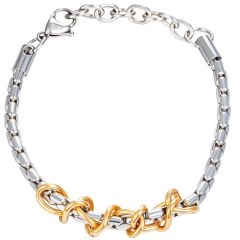 ****COI Titanium Gold Tone Silver Bracelet With Steel Clasp(Length: 8.27 inches)-02212A