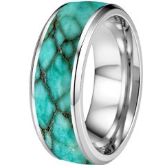 ****COI Titanium Black/Silver Ring With Turquoise-02221A