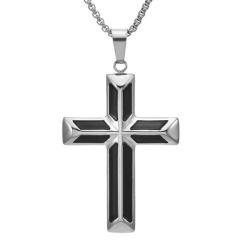 ****COI Titanium Gold Tone/Silver Black Cross Pendant-02226A