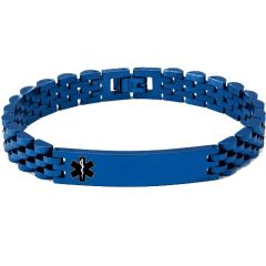 ****COI Blue Titanium Medical Alert Bracelet With Steel Clasp(Length: 8.66 inches)-02243A