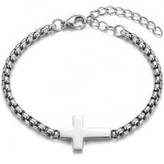 ****COI Titanium Black/Gold Tone/Silver Cross Bracelet With Steel Clasp(Length: 8.27 inches)-02250A