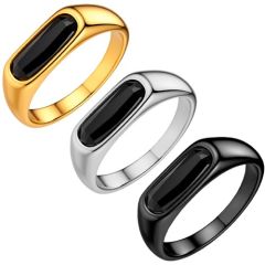 ****COI Titanium Black/Gold Tone/Silver Ring With Black Onyx-02255A