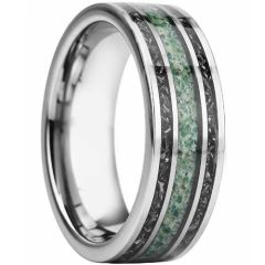 ****COI Tungsten Carbide Gold Tone/Silver Ring With Deer Antler & Meteorite-02257A