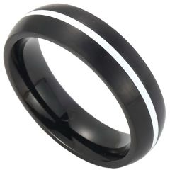 ****COI Titanium Black/Blue Silver Dome Court Ring-02264A