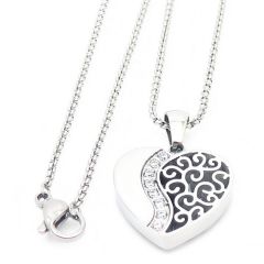 ****COI Titanium Gold Tone/Rose/Silver Heart Pendant With Cubic Zirconia-02272A