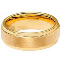 *COI Gold Tone Titanium Polished Shiny Matt Step Edges Ring - JT3194AA