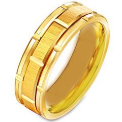 **COI Gold Tone Titanium Tire Tread Brick Pattern Ring - 231