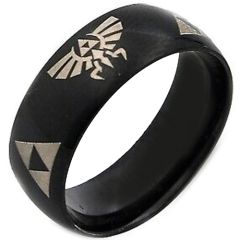 COI Black Tungsten Carbide Legend Zelda Dome Ring-2376