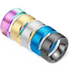 *COI Titanium Black/Gold Tone/Silver/Blue/Rainbow Color Beveled Edges Polished Shiny Matt Ring - JT2775AA