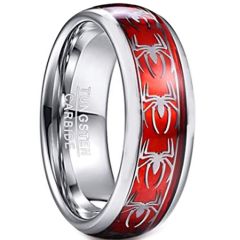 COI Tungsten Carbide Silver Red Spider Man Ring-TG2901