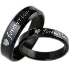 *COI Black Tungsten Carbide Forever Love Heart Ring - TG2915