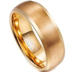 COI Gold Tone Tungsten Carbide Polished Shiny Matt Beveled Edges Ring - TG3108