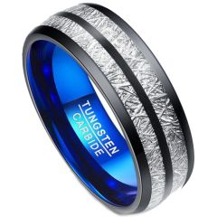 COI Tungsten Carbide Black Blue Meteorite Ring - TG3403