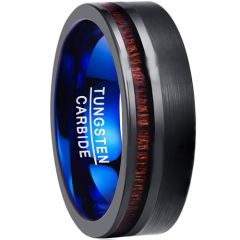 COI Tungsten Carbide Black Blue Ring With Offset Wood-TG3901