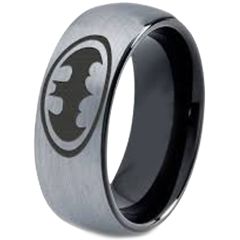 COI Titanium Black Silver Bat Man Dome Court Ring - 4006