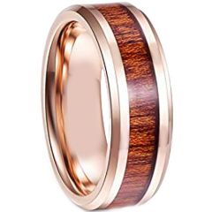 COI Rose Tungsten Carbide Beveled Edges Ring With Wood-TG4114AAA