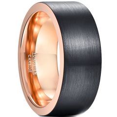 COI Tungsten Carbide Black Rose Pipe Cut Flat Ring-TG5029