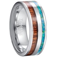 COI Tungsten Carbide Crushed Opal & Wood Ring-TG5039