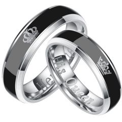 **COI Tungsten Carbide King Queen Crown Ring - TG2094