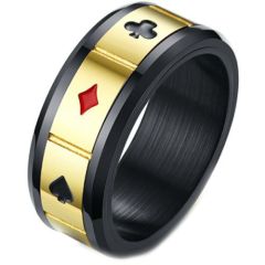 COI Titanium Black Gold Tone Ace of Spades Ring-5225