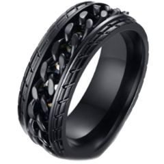 *COI Black Titanium Tire Tread Wedding Band Ring-5262