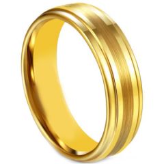 COI Gold Tone Tungsten Carbide Step Edges Ring-5599