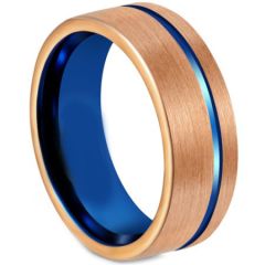 COI Tungsten Carbide Blue Rose Offset Groove Pipe Cut Flat Ring-5610