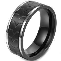 **COI Titanium Black Silver Tire Tread Ring-5799