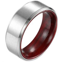 COI Titanium Beveled Edges Ring With Wood-5902