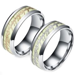 COI Titanium Gold Tone/Silver Lord of Rings Ring Power Luminous Ring-5905