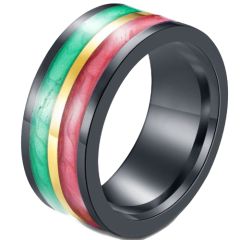 *COI Black Titanium Green Red Yellow Resin Ring-5918