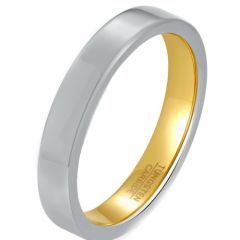 COI Gold Tone Tungsten Carbide Pipe Cut Flat Ring-5924
