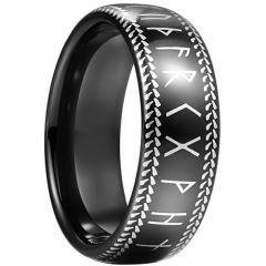 *COI Black Tungsten Carbide Ring With Runes-6010