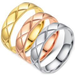 *COI Titanium Silver/Gold Tone/Rose Grooves Dome Court Ring-6895