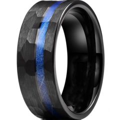 *COI Black Titanium Hammered Ring With Meteorite-6905