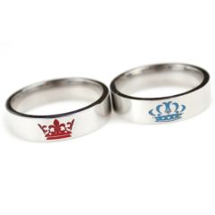 **COI Titanium King Queen Crown Pipe Cut Flat Ring-6912