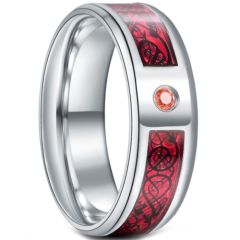 **COI Titanium Dragon Beveled Edges Ring With Created Pink Red Sapphire-6923