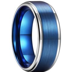 **COI Titanium Blue Silver Step Edges Ring-6929