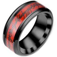 **COI Titanium Black Red Lord of Rings Ring Power Beveled Edges Ring-6969
